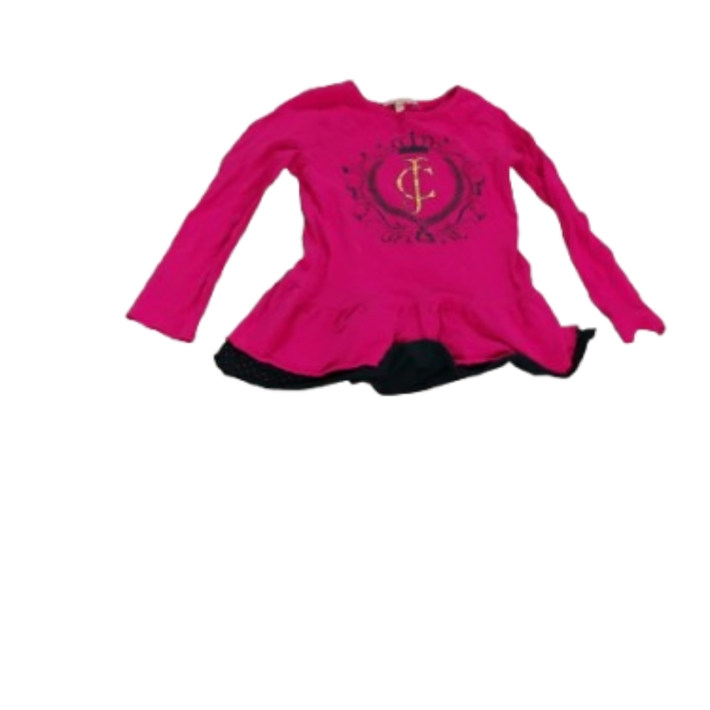 Juicy Couture Girls Logo Graphic Peplum Long Sleeve Top Sz 6